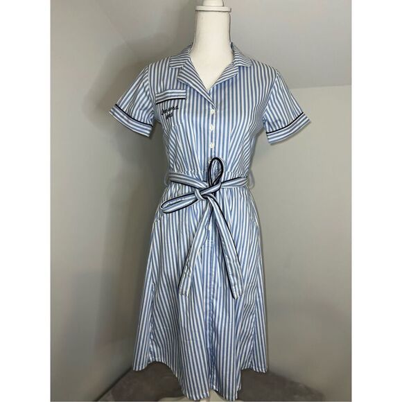 New! Women’s Striped Knee Length Fit & Flare Dress Small - Picture 2 of 11